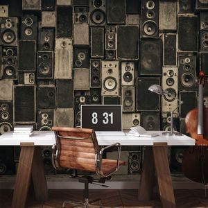 FOTOTAPET DIFUZOARE RETRO ÎN STIL INDUSTRIAL - FOTOTAPETE MUZICALE - TAPETURI