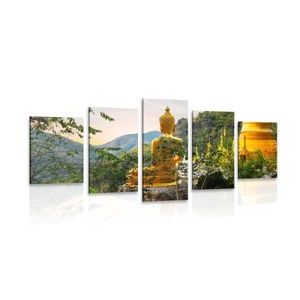 TABLEAU EN 5 PARTIES – VUE SUR LE BOUDDHA DORÉ - TABLEAUX FENG SHUI - TABLEAUX