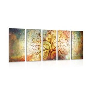 5-PIECE CANVAS PRINT TREE WITH A FLOWER OF LIFE - OBRAZY STROMY ŽIVOTA - PICTURES