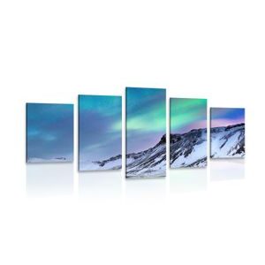 5-PIECE CANVAS PRINT NORWEGIAN NORTHERN LIGHTS - PICTURES OF NATURE AND LANDSCAPE - PICTURES