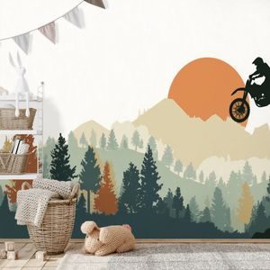 TAPETA MOTOKROSOVÝ SKOK V HORÁCH - DĚTSKÉ TAPETY - TAPETY