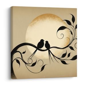 OBRAZ SILUETY V MESAČNEJ ŽIARI - OBRAZY VTÁKY - OBRAZY