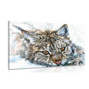 WANDBILD LUCHS IN AQUARELL - BILDER TIERE - BILDER