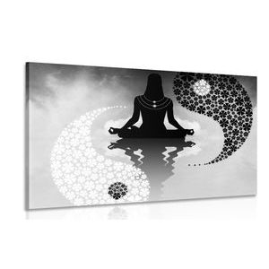 Canvas print yin and yang yoga in black and white