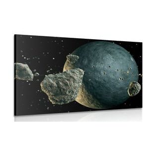 OBRAZ METEORITY V OKOLÍ PLANETY - OBRAZY VESMÍRU A HVĚZD - OBRAZY