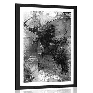 Plakat s paspartuom moderno medijalno slikanje u crno-bijelom dizajnu