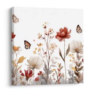 QUADRO SU TELA – FIORI PRIMAVERILI E FARFALLE - QADRI DI FARFALLE - STAMPE E QUADRI