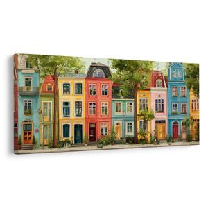 OBRAZ MĚSTSKÁ ULICE S DOMY - BAREVNÉ DOMY - PICTURES
