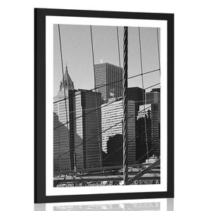 Plakat s paspartujem Manhattan v črnobeli varianti