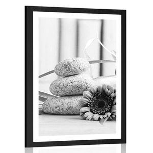 POSTER WITH MOUNT MEDITATION AND WELLNESS STILL LIFE IN BLACK AND WHITE - BLACK AND WHITE - POSTERS