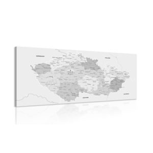 OBRAZ ELEGANTNÍ ŠEDÁ MAPA ČESKA - OBRAZY MAPY - OBRAZY