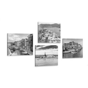 CANVAS PRINT SET BLACK AND WHITE LANDSCAPES - SET OF PICTURES - PICTURES