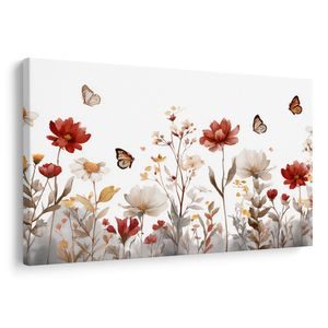 QUADRO SU TELA – ARMONIA FLOREALE CON FARFALLE - QADRI DI FARFALLE - STAMPE E QUADRI