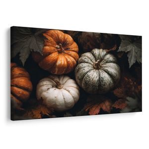 WANDBILD HERBSTLICHE BUNTE KÜRBISSE - STILLLEBEN-BILDER - BILDER