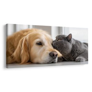 CANVAS SCHILDERIJ HARMONIE VAN HUISDIEREN - DIEREN SCHILDERIJEN - SCHILDERIJEN