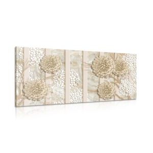 Canvas print abstract flowers on a marble background