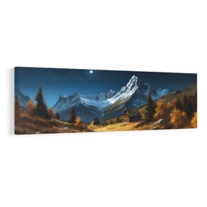 OBRAZ ZIMNÍ POHÁDKA HORSKÁ CHATA - BAREVNÉ DOMY - ΠΊΝΑΚΕΣ