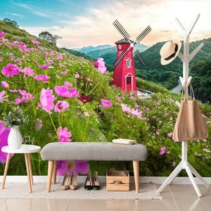 SELF ADHESIVE WALL MURAL MEADOW NEAR THE MAGIC MILL - SELF-ADHESIVE WALLPAPERS - WALLPAPERS