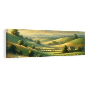 TABLEAU SUR TOILE – COLLINES PITTORESQUES ET BLÉ - TABLEAUX DE CHAMPS ET PRAIRIES - TABLEAUX