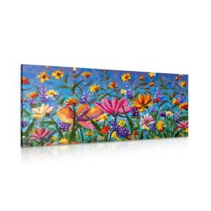 WANDBILD BUNTE BLUMEN AUF DER WIESE - BILDER BLUMEN - BILDER