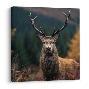 WANDBILD HIRSCH IM ZAUBERHAFTEN WALD - BILDER VON HIRSCHEN - BILDER