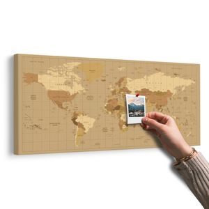 TABLOU PE PLUTĂ HARTA LUMII ÎN NUANȚĂ BEJ - TABLOURI PE PLUTĂ - TABLOURI