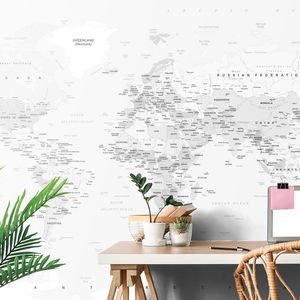 PAPIER PEINT – CARTE CLASSIQUE NOIR ET BLANC AVEC BORDURE - PAPIERS PEINTS CARTES - PAPIERS PEINTS PANORAMIQUES