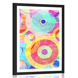 POSTER MIT PASSEPARTOUT GRUNGE KREISE - POP-ART - POSTER