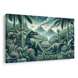 OBRAZ DINOSAURY V PRALESNEJ KRAJINE SO SOPKAMI - DETSKÉ OBRAZY ZVIERATKÁ - OBRAZY