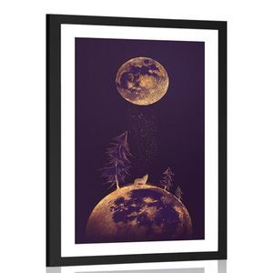 AFFICHE AVEC PASSE-PARTOUT – FORÊT MYSTÉRIEUSE DANS LE ROYAUME DES PLANÈTES - MOTIFS DE NOTRE ATELIER - AFFICHES
