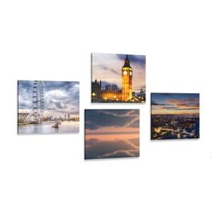 CANVAS PRINT SET LONDON AT NIGHT - SET OF PICTURES - PICTURES