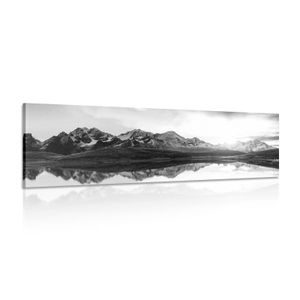 TABLOU APUS DE SOARE FASTUOS ÎN MUNȚI ÎN DESIGN ALB-NEGRU - TABLOURI ALB-NEGRU - TABLOURI