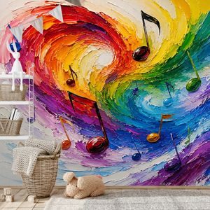 SAMOLEPÍCÍ TAPETA BAREVNÉ HUDEBNÍ VLNY - HUDEBNÍ TAPETY - WALLPAPERS