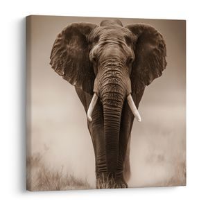 TABLEAU SUR TOILE – ÉLÉPHANT AFRICAIN DANS LA BRUME - TABLEAUX ÉLÉPHANTS - TABLEAUX