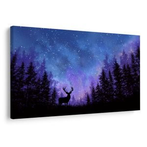 OBRAZ VÁNOČNÍ JELEN V MAGICKÉM LESE - VÁNOČNÍ A ZIMNÍ OBRAZY - OBRAZY