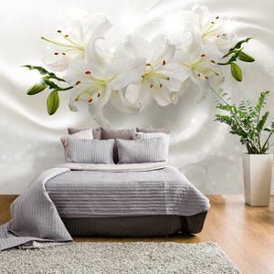SELF ADHESIVE WALLPAPER LILIES IN A ROMANTIC DESIGN - WALLPAPERS