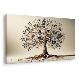 QUADRO SU TELA – ALBERO DELLA VITA CON DETTAGLI DELICATI - QUADRI ALBERI E FOGLIE - STAMPE E QUADRI