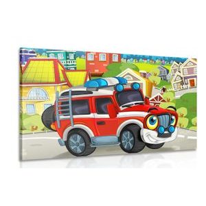 CANVAS PRINT TOY CAR ON THE ROAD - CHILDRENS PICTURES - PICTURES