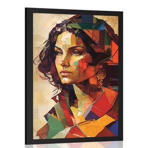 POSTER PROFIL EINER FRAU IM PATCHWORK-DESIGN - FRAUEN - POSTER