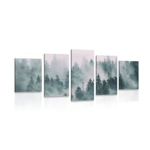 IMPRESSION SUR TOILE EN 5 PARTIES MONTAGNES DANS LE BROUILLARD - IMPRESSION SUR TOILE DE NATURE ET PAYSAGE - IMPRESSION SUR TOILE