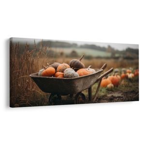 WANDBILD ALTES RAD MIT KÜRBISSEN - STILLLEBEN-BILDER - BILDER