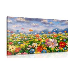 WANDBILD ÖLGEMÄLDE VON WILDBLUMEN - BILDER BLUMEN - BILDER