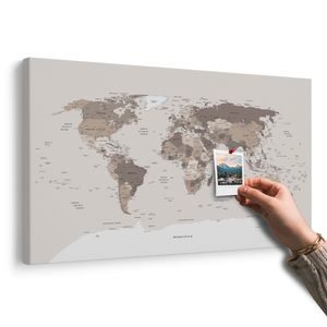 OBRAZ NA KORKU MAPA SVĚTA V BÉŽOVÉM PROVEDENÍ - PICTURES ON CORK - PICTURES