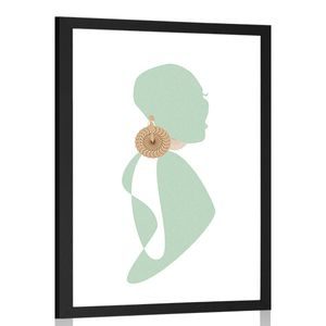 POSTER CON PASSEPARTOUT SILHOUETTE DI DONNA SU SFONDO BIANCO - DONNE - POSTER