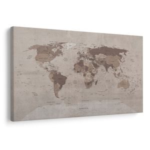 OBRAZ NA KORKU HNĚDÁ MAPA SVĚTA - OBRAZY NA KORKU - OBRAZY