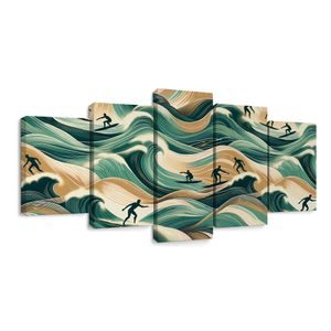 5-DÍLNÝ OBRAZ MOŘSKÉ VLNY A SURFOVÁNÍ - ΠΊΝΑΚΕΣ ΘΆΛΑΣΣΑ ΚΑΙ ΠΑΡΑΛΊΑ - ΠΊΝΑΚΕΣ