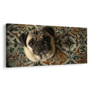 CANVAS SCHILDERIJ HONDENBLIK OP ORNAMENTEN - SCHILDERIJEN HONDEN - SCHILDERIJEN