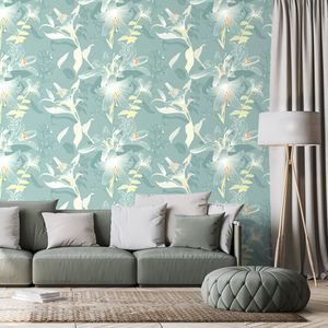 SELF ADHESIVE WALLPAPER MAGICAL LILY IN BLUE VERSION - SELF-ADHESIVE WALLPAPERS - WALLPAPERS