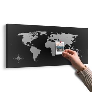 WANDBILD AUF KORK WELTKARTE IN GRAUTÖNEN - WANDBILDER AUF KORK - BILDER