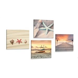 CANVAS PRINT SET SEA AND BEACH JEWELS - SET OF PICTURES - PICTURES